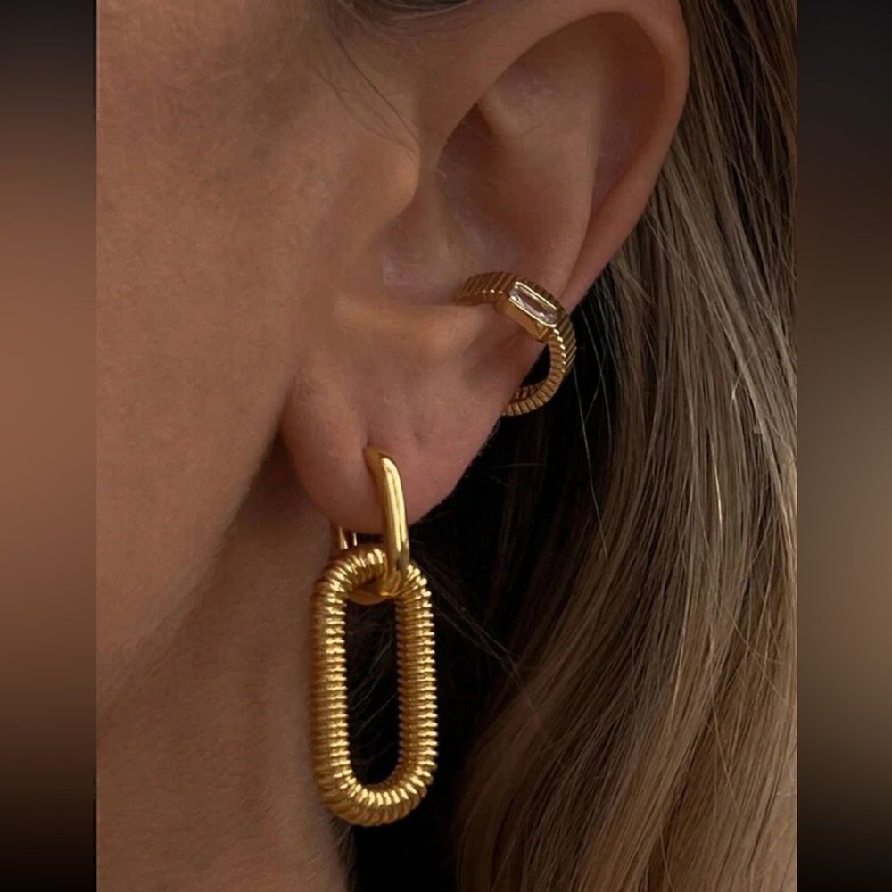 Gold link chain earrings #1163